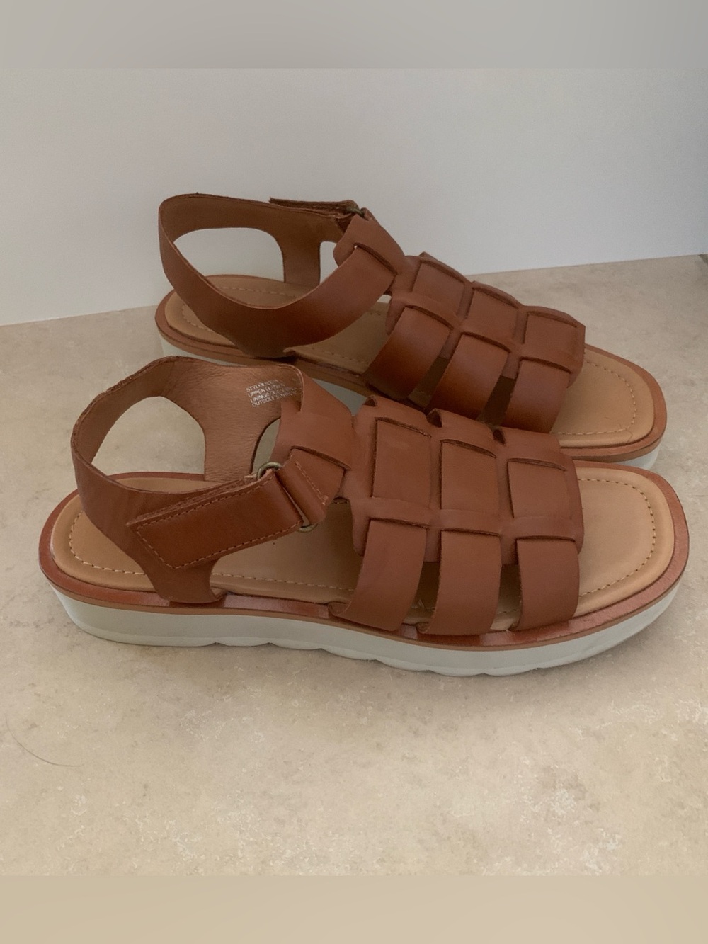 Madewell The Fisherman Flatform Sandal English Saddle Brown Leather Size 7
